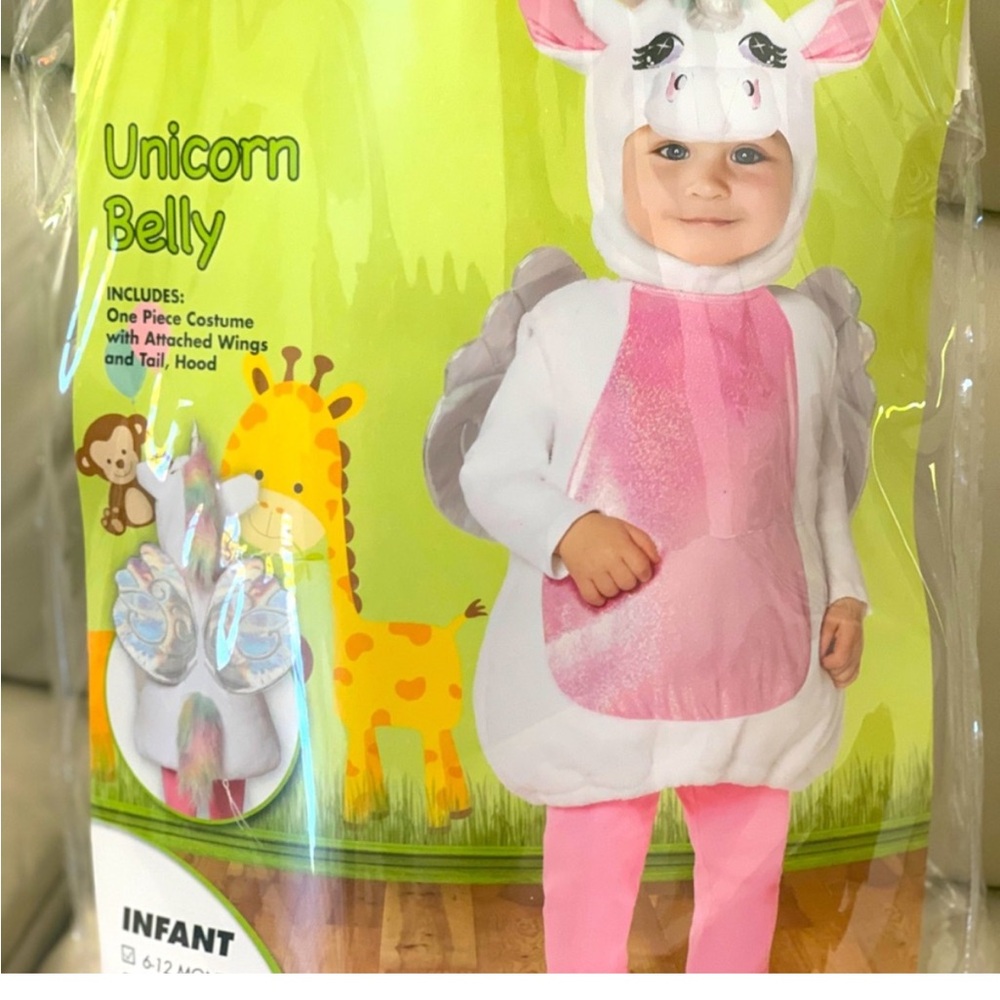 Unicorn Belly Infant Costume - Pink and White